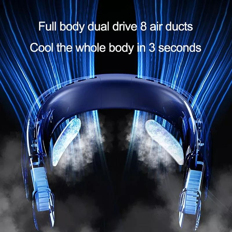 4000 мАч портативный мини-вентилятор для занятий спортом на открытом воздухе с воздушным охлаждением, маленький вентилятор для шеи, большой USB-вентилятор с питанием от ветра, беспроводной безлопастный вентилятор для шеи