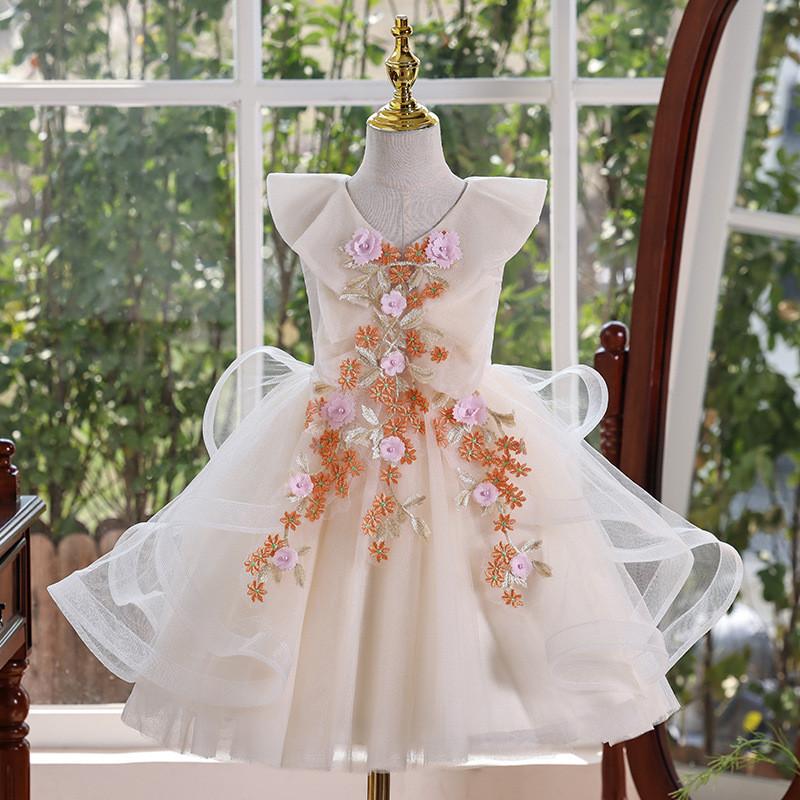 Princess Girl Summer Dress With Polyester Fabric And Puffed Skirt For Wedding And Party Celebrations