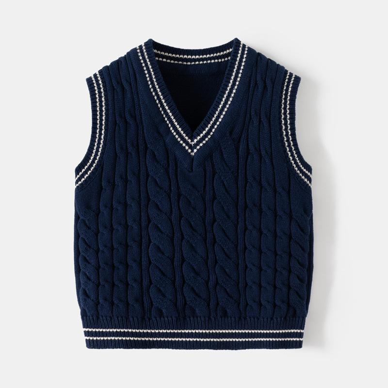 Boys Casual V-neck Knit Vest Spring Children's Fashion Sweater Vest