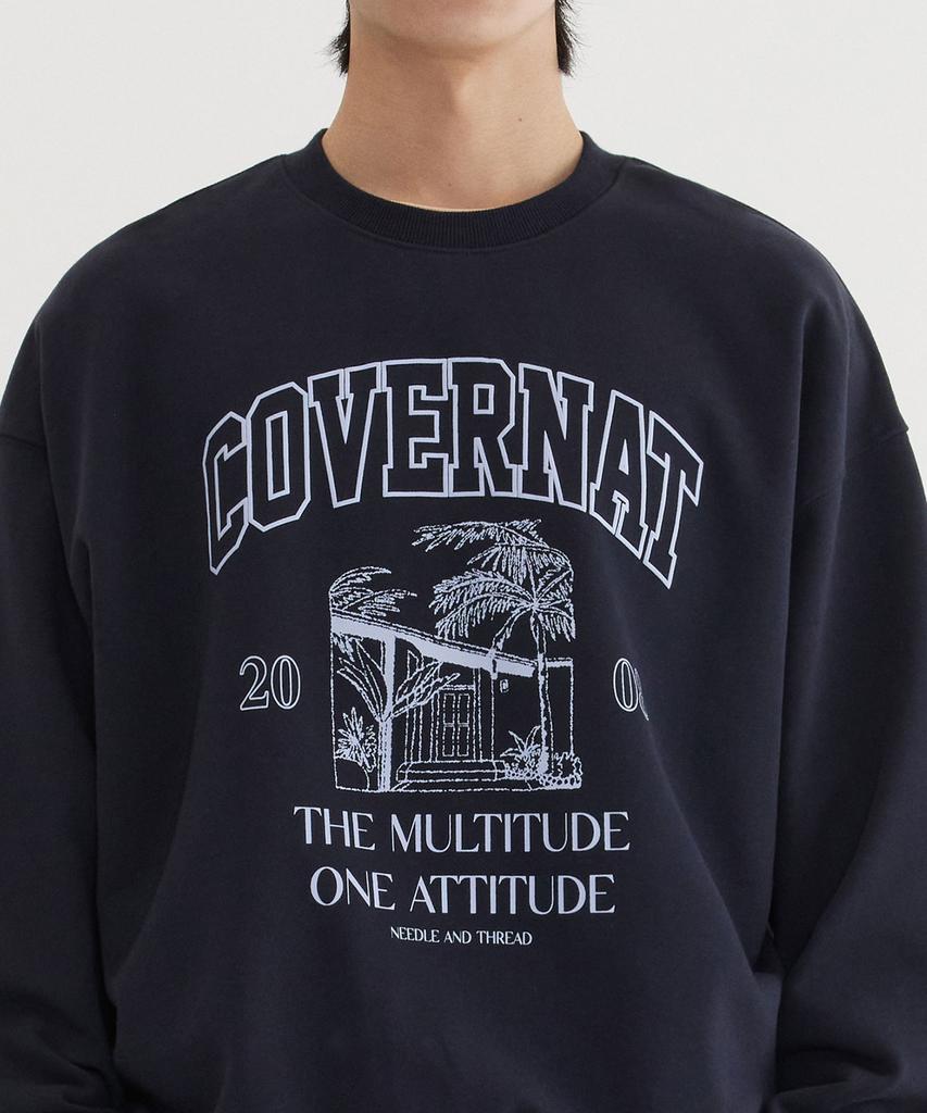 COVERNAT Palm Tree Graphic Sweatshirt Dark Navy