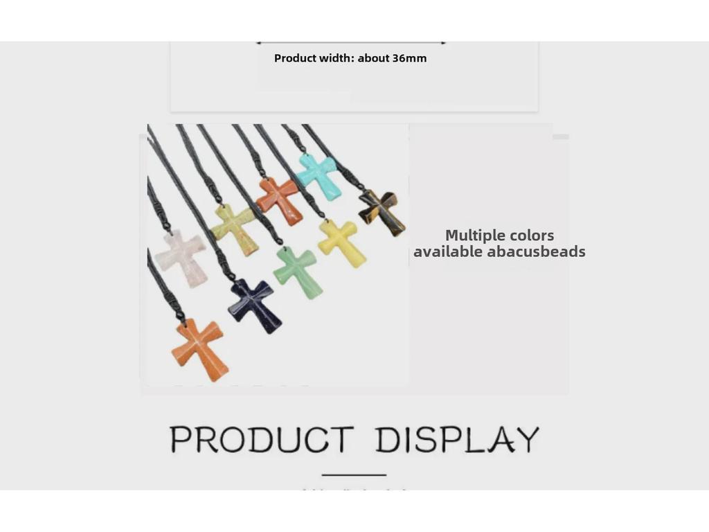 Ожерелье с крестом из агата - полудрагоценный камень, рождественский подарок, цепочка для свитера