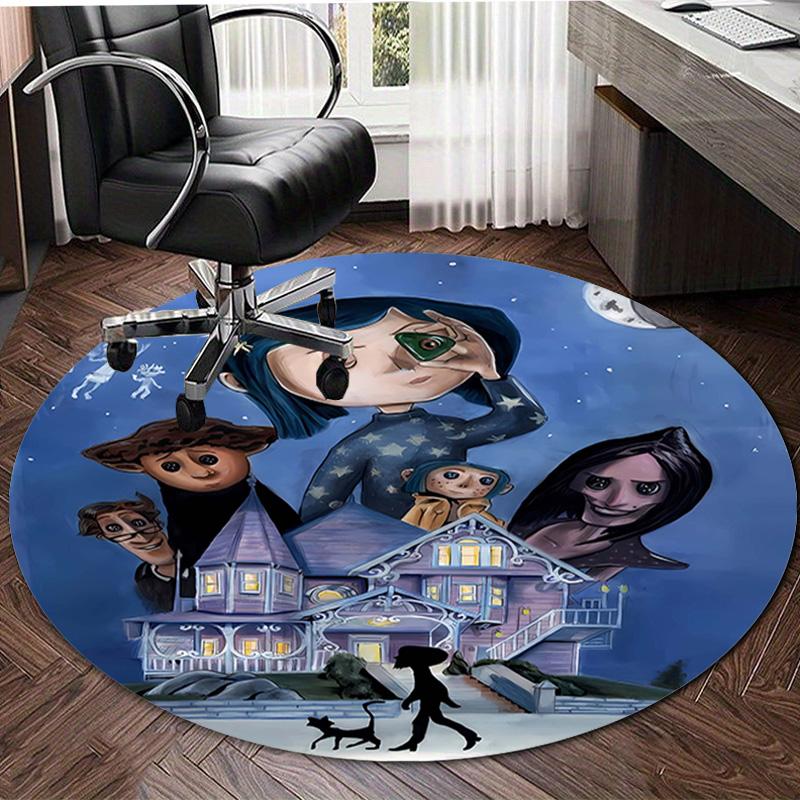 1pc Coraline (5) Design Printed Area Round Carpet for Bedroom Living Room Home Decor Rugs Mat Non Slip Mat Rug for Bedside