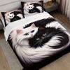 3 предмета Милый кот Набор пододеяльников Инь Ян Черно-белые коты Постельное белье Мягкая микрофибра Декор для спальни Четыре сезона