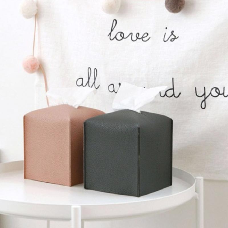 Современная коробка для салфеток из искусственной кожи Creative Cute Ins Creative Simplicity Чехол для салфеток для переноски в автомобиле Туалетная бумага для дома Ванная комната Чехол для салфеток