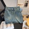 Юбка с уникальным дизайном и карманами, тонкая часть с высокой талией, ретро-трапеция, облегающая бедра, женская летняя модная джинсовая короткая юбка