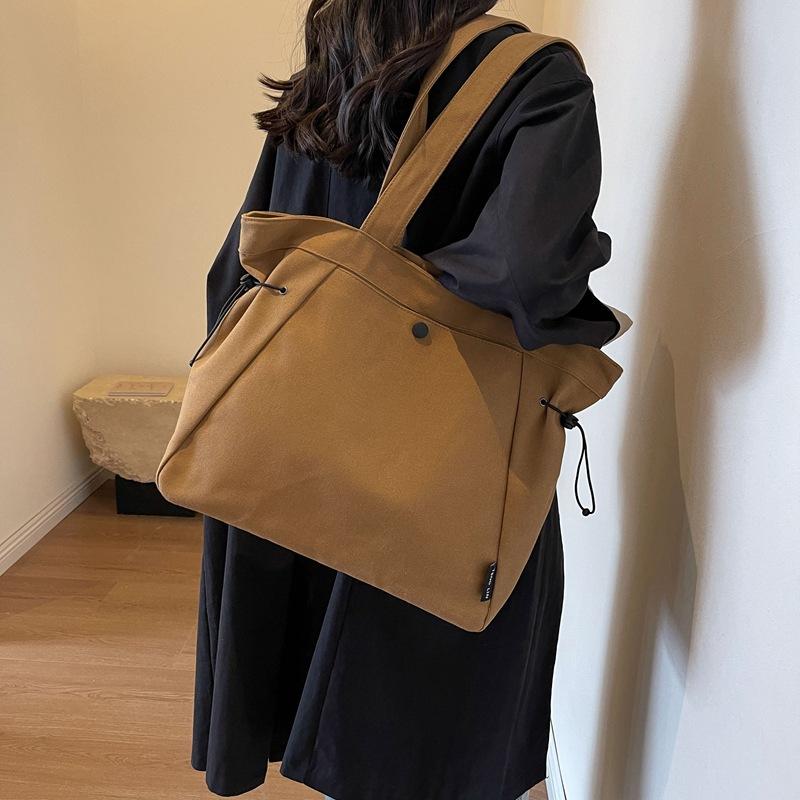 Однотонная холщовая сумка, женская сумка через плечо большой емкости, портативная большая сумка