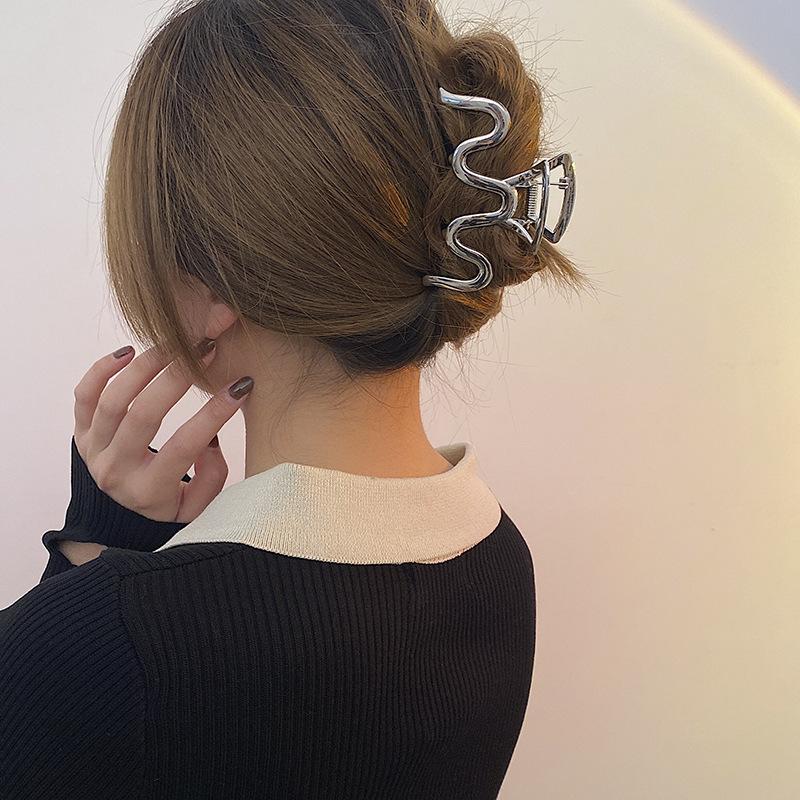 Metal Large Silver Luxury Solid Colors Hair Claws Grab Butterfly Elegant Vintage Headband Hair Clips for Women