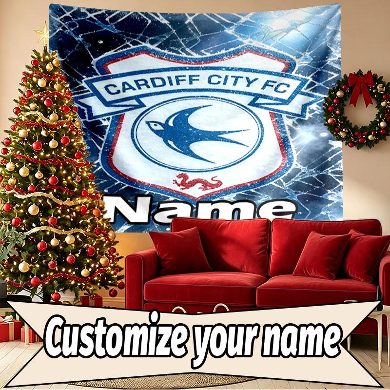 Custom Name Personalized Cardiff City FC Print Tapestry, Wall Art Decor, Bedroom, Dorm, Apartment, LivingRoom, Party Backdrop, Gift for Birthday