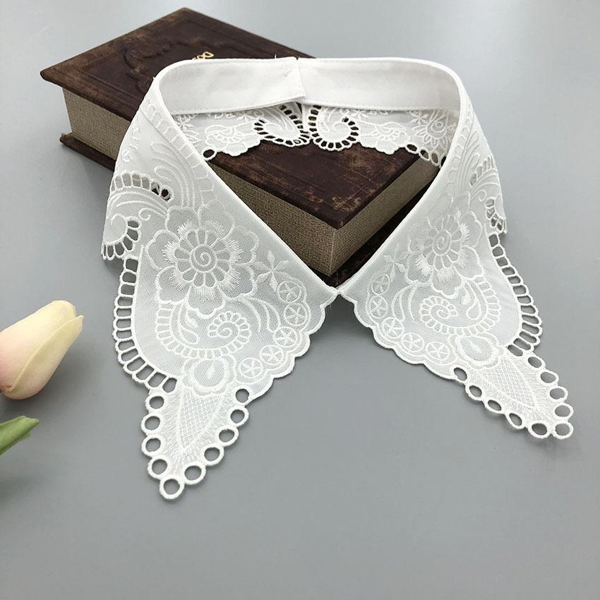 Белая черная рубашка с искусственным воротником для женщин, кружевной ажурный съемный воротник, ромбовидный лацкан, рубашка, блузка, топ, ожерелье, аксессуары для одежды