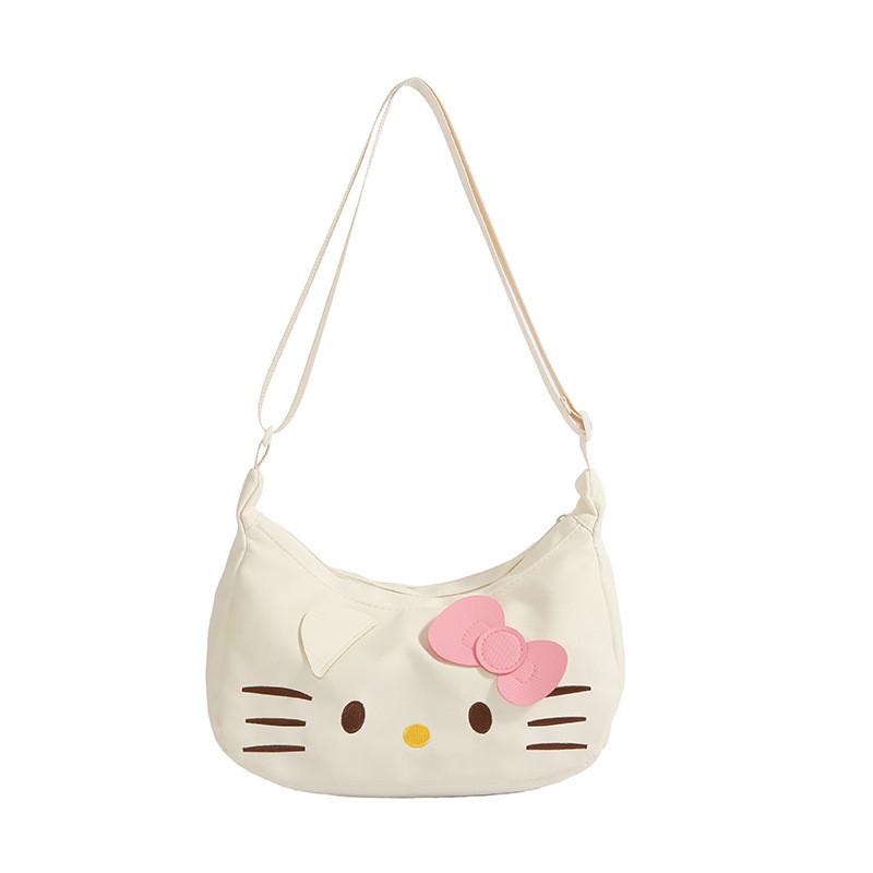 Hello Kitty Cute Cartoon Nylon Crossbody Bag With Printed Design For School And Outings