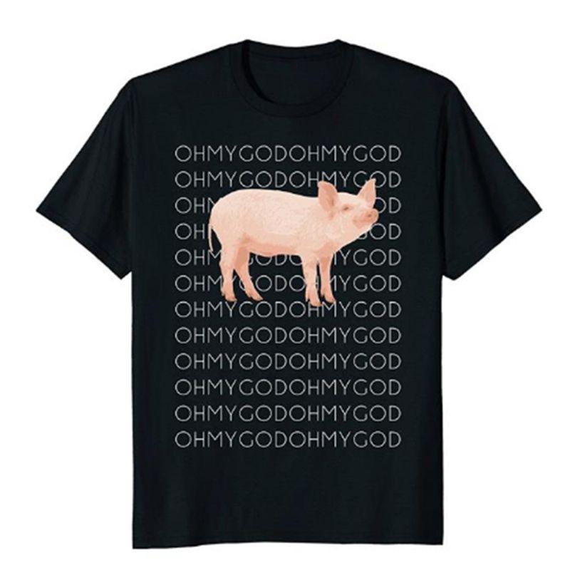Versatile Oh My God Pig T-shirt For Men Featuring Classic Round Neck Design
