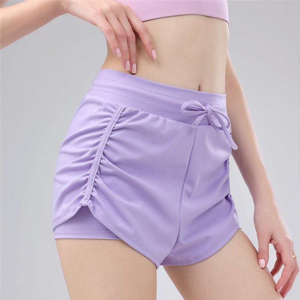 Летние брюки для йоги с высокой талией, плиссированные, на кулиске, имитация двух пар, повседневные, универсальные для бега и спорта, тренировочные и фитнес-брюки с защитой от просвечивания