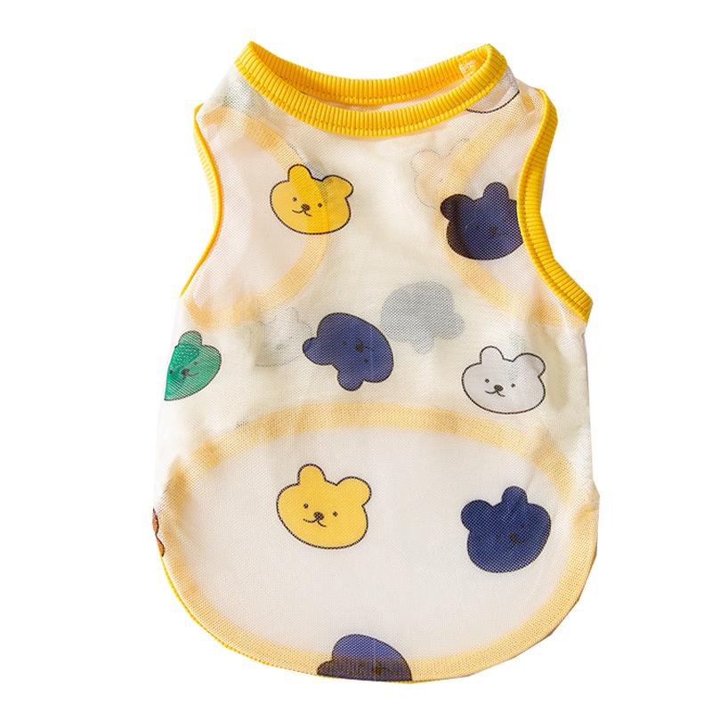 Spring and Summer Dog Cartoon Cute Colorful Small Animal Mesh Vest Medium and Small Dog Teddy Cat Pet Clothes
