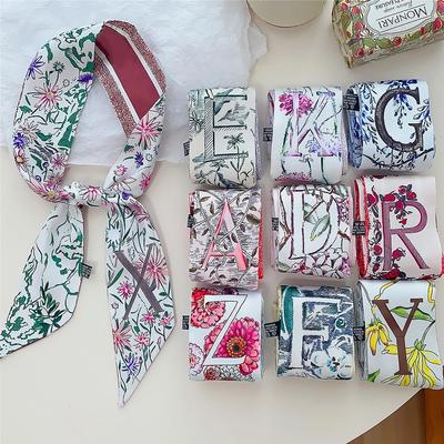 26 Letter Printed Headband 100x6cm Fashion Small Silk Scarf For Women New Design Brand Scarves Women's Bags Hair Tie Accessories