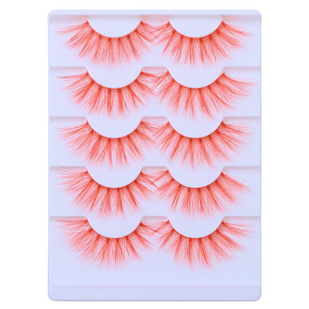 White Anime Manga Lashes Pink False Eyelashes Natural Cosplay Lashes  Women