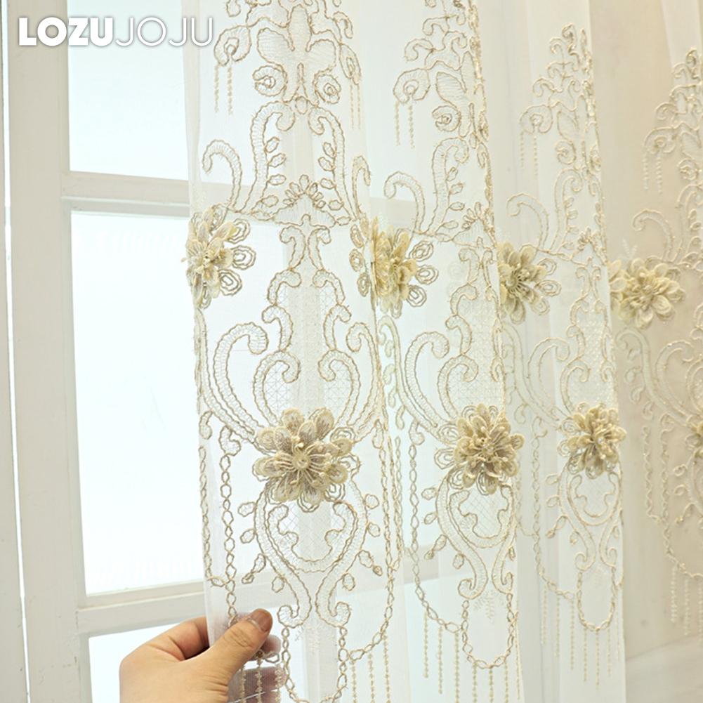 1 шт. LOZUJOJU Элегантная европейская вышитая трехмерная прозрачная штора высотой 260 см, тюль для гостиной, спальни, украшения окон, домашнего декора
