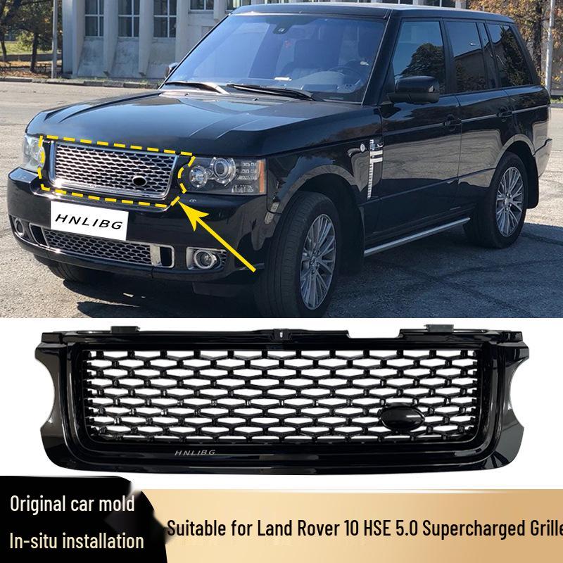 Совместимая передняя решетка радиатора для 2010 Range Rover Autobiography L322 5.0 Supercharged - Полностью черная, гальванизированная LR026103.