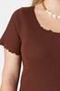 Women's Fashion New Big Size Blouse Stone Ribbed U-Neck Knitted T-Shirt