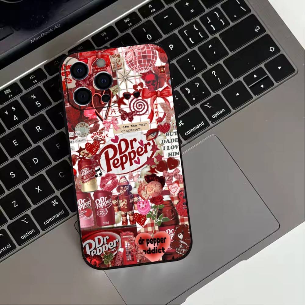 Cherry Drink Dr Pepper suger Phone Case For iPhone17,16,15,14,13,12,11 Plus,Pro Max Soft Black Cover