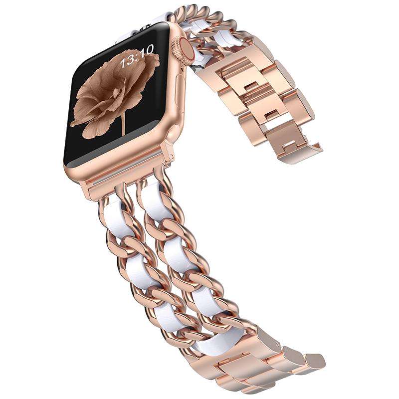 Браслет с кубинскими звеньями для Apple Watch, ремешок 40 мм, 41 мм, 38 мм, 44 мм, 45 мм, 42 мм, трендовый металлический браслет, браслет iWatch серии 3, 4, 5, 6, se 7, ремешок