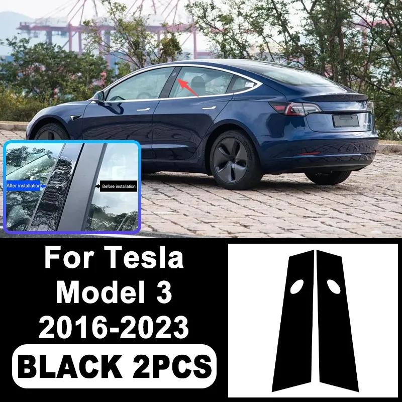 Для Tesla Model 3 2016- Наклейки на стойки B C Piano Black, Легкие высокие накладки на окна из ПК, Защита от царапин, Детали для внешнего стайлинга