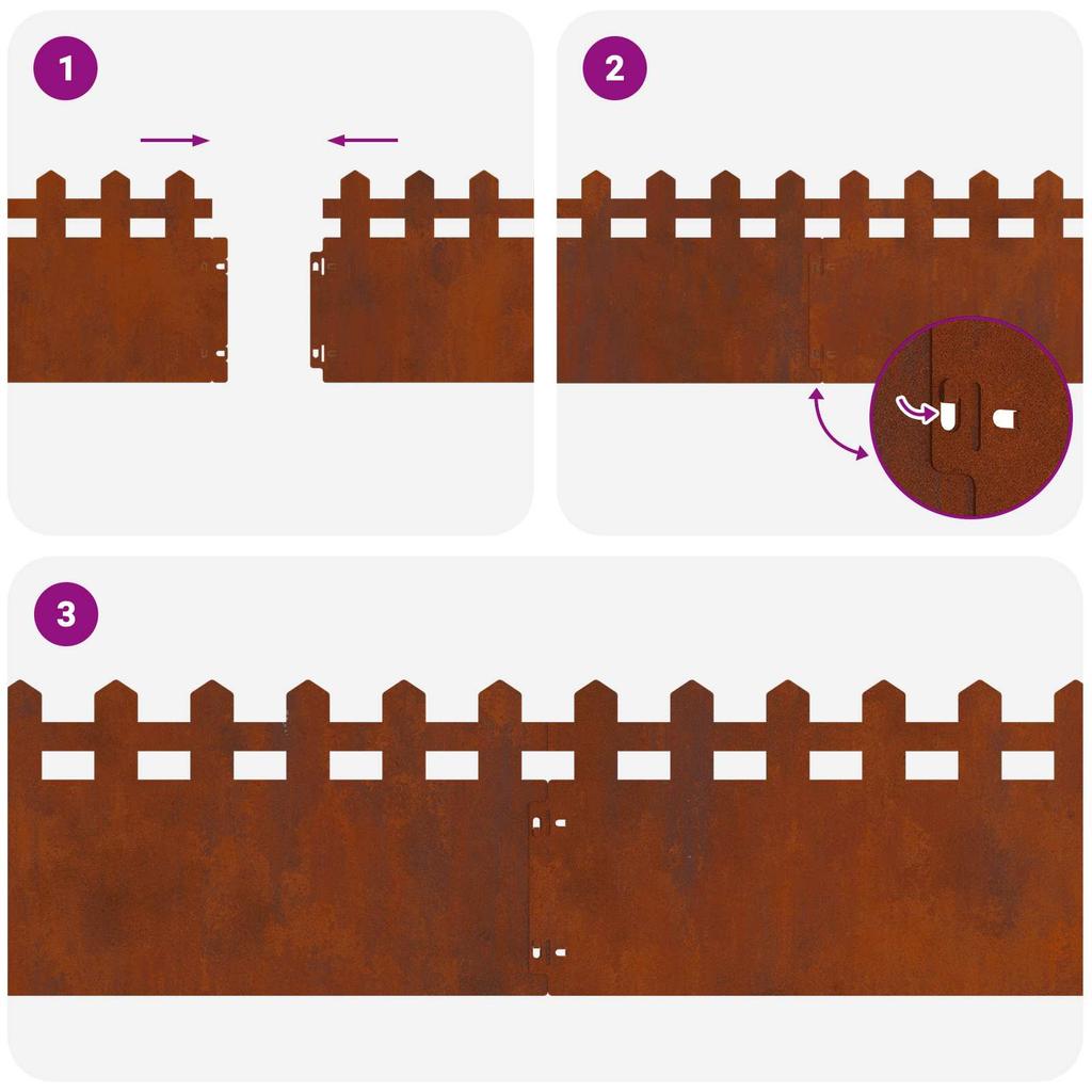 Lawn Edging 20 pcs Rusty 103 x 0.05 x 22 cm Weatherproof Steel