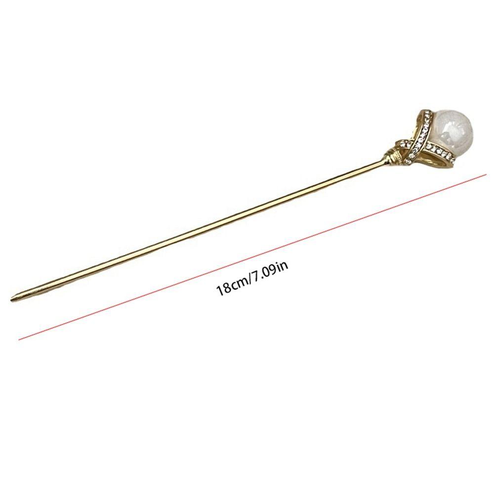 Silver Rhinestone Hair Stick Metal Pearl Hairpin Classical   Hairstyle Design Tool