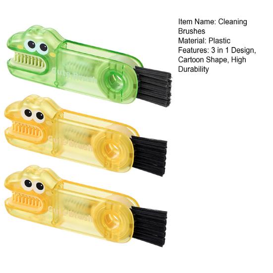 2/3 шт. 3 в 1 Щетки для чистки Мультяшный дизайн Пищевой Нескользящая ручка Щетка для зазоров Портативная Длинная щетина Очиститель для бутылок