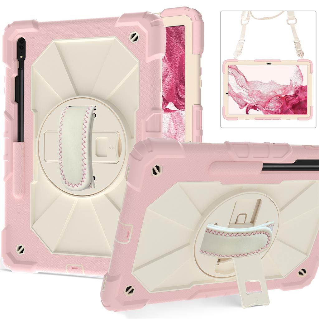 Для Samsung Galaxy Tab S7/Tab S8/Tab S7 FE/Tab S7+/Tab S8+ встроенный Apple Pencil паз дизайн плечевого ремня вращающаяся на 360° ручка противоударный чехол