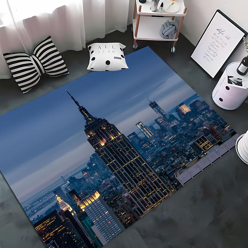 HD Printing New York City Theme Area Rug,Rugs Living Room Tapete for Bedroom Sofa Kitchen Doormat Decor,Kids Non-slip Floor Mat