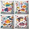 Colorful Fish Throw Pillow Covers, Tropical Double-Sided Printed Cushion Cases, Coastal Beach Decor For Bedroom Living Room