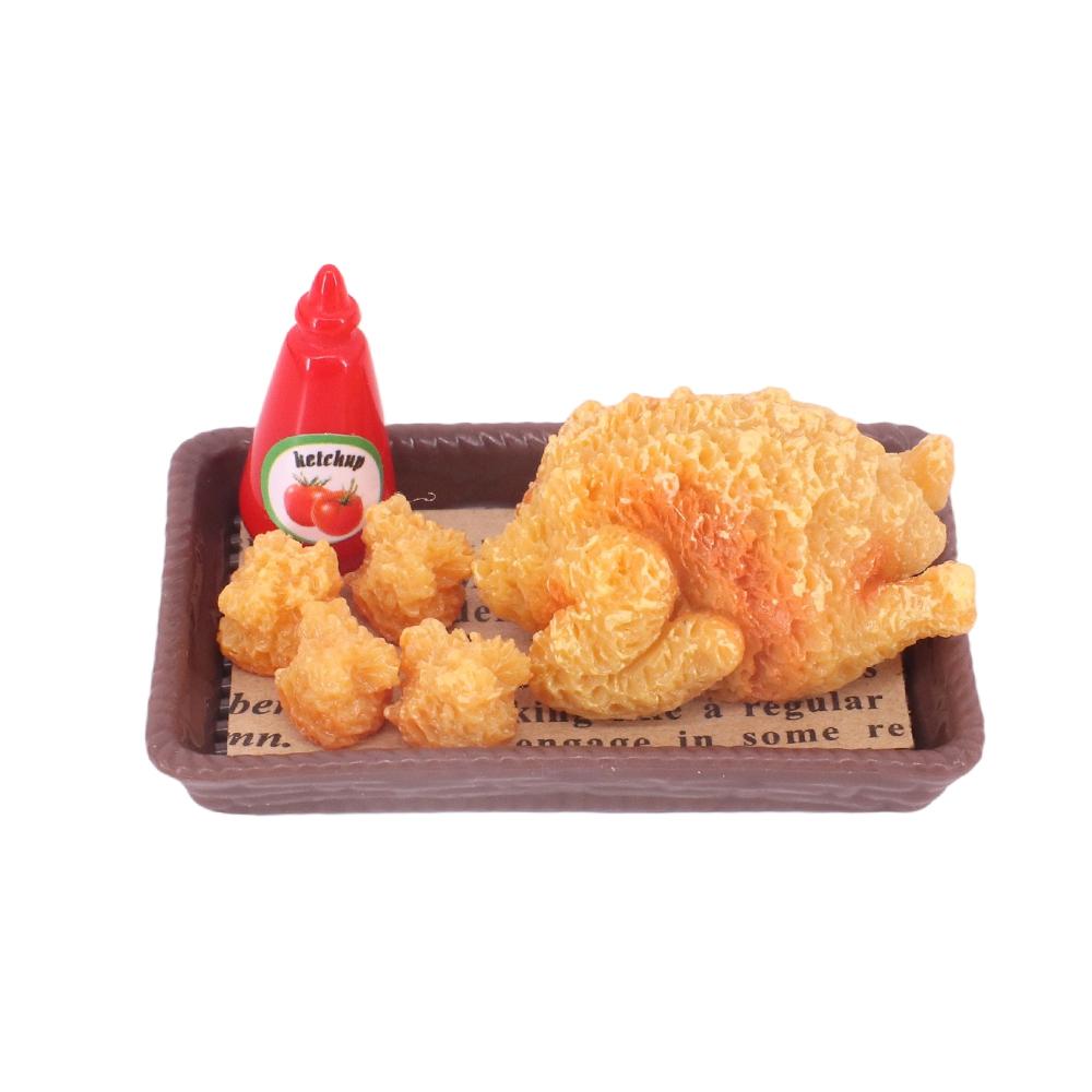 Миниатюрные аксессуары для куклы Лабубу 17 см, мини-мультяшная модель, набор жареной курицы, набор хлеба, торта, десертов, подарок для кукольного домика, игрушка для девочки