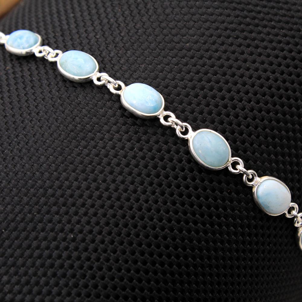 Натуральный браслет из драгоценных камней Larimar 925 пробы, серебро 7-8 дюймов, ab0205