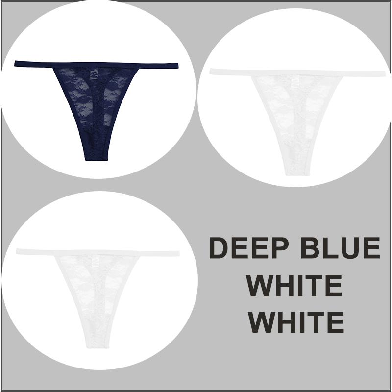 3PCS/Set Sexy G-string Panties Women Thongs Lace Underwear Pantys Low-Waist Femme Underpants Mesh Transparent Lingerie