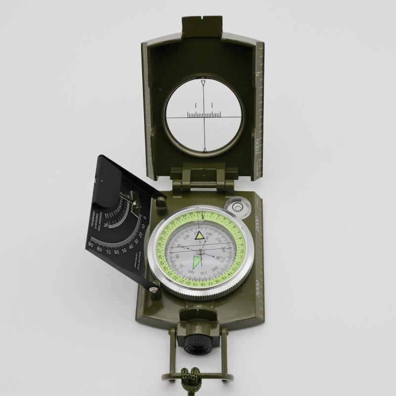 Professional Metal Multifunctional Compass Outdoor Travel Adventure Ruler Level Inclinometer Glow-in-the Dark Magnifying Glass