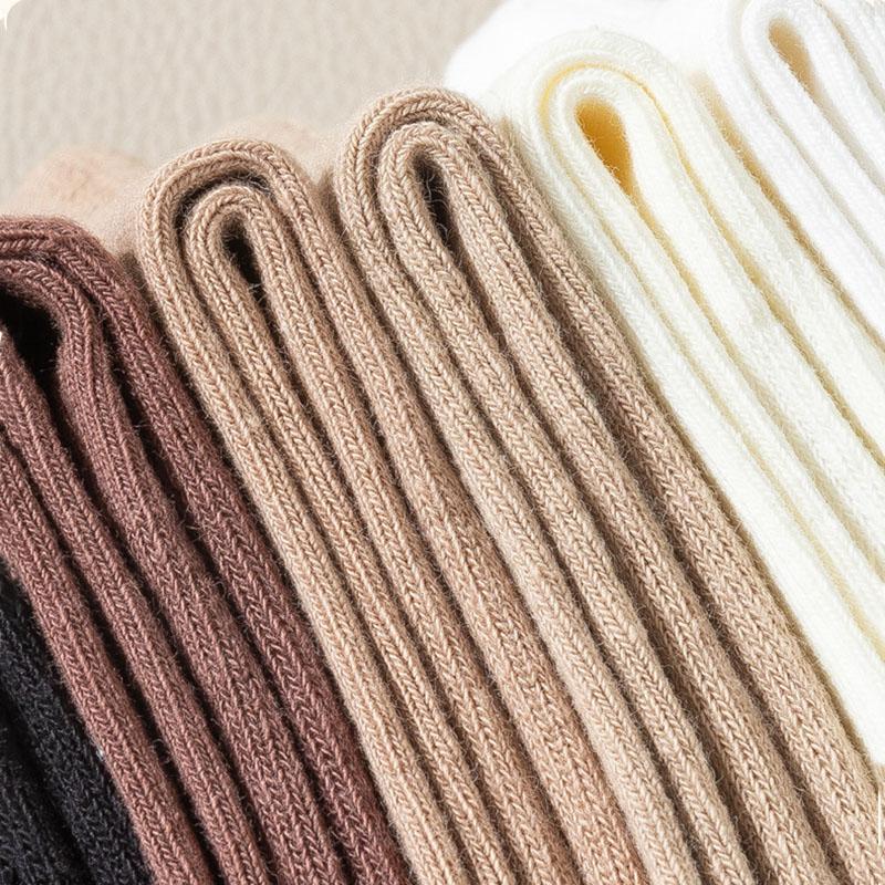 Женские носки средней длины на весну и осень, впитывающие пот и дезодорирующие носки из чистого хлопка, без косточек и с ворсом, препятствующим образованию катышков