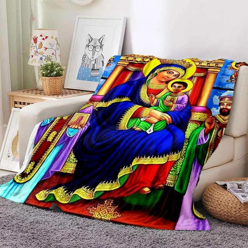 Cartoon Africa Ethiopian Painting Art Soft Flannel Blanket for Bed Bedroom Sofa Picnic,Throw Blanket for Outdoors Leisure