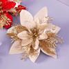 10Pcs/Set Christmas Artificial Flower Glitter Leaves Red Golden Silver-color Layered Xmas Tree Wreath Decoration Fake Flower Photo Props