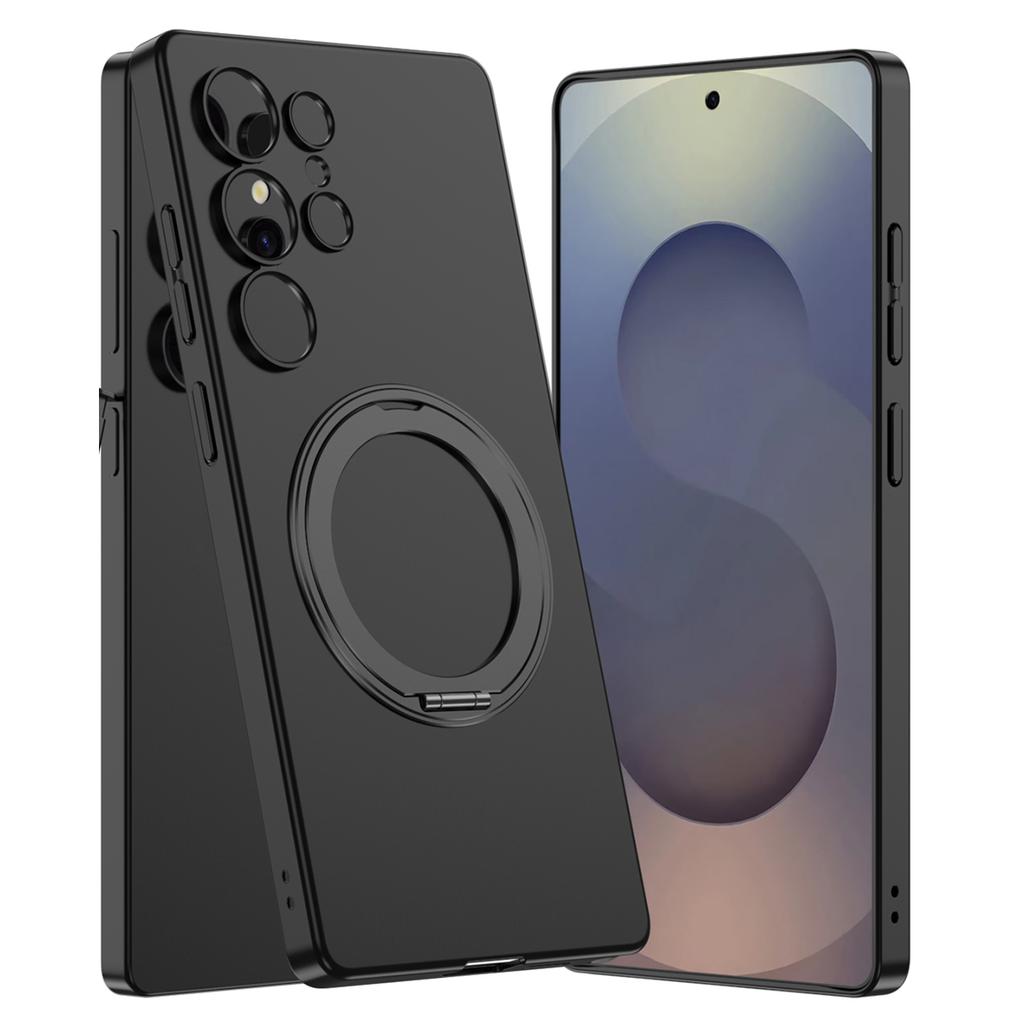 Магнитный чехол для Samsung Galaxy S25 Ultra с вращающейся подставкой, тонкая накладка из твердого ПК для телефона