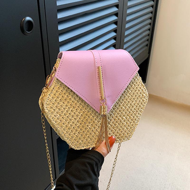 Сумка женская мода 2019 PU кожа + солома, цвета в ассортименте