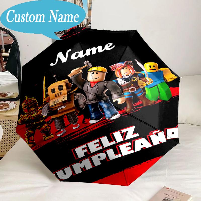 Custom Name Umbrella Ro-blox Adventure: Name's Quest Umbrella 8-Frame for Travel, Camping, Casual Lightweight Portable, Essential for Family Gifts