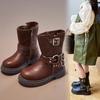 Boys and Girls Short Boots New Autumn and Winter British Style Boots Children's Comfortable Soft-soled Leather Boots
