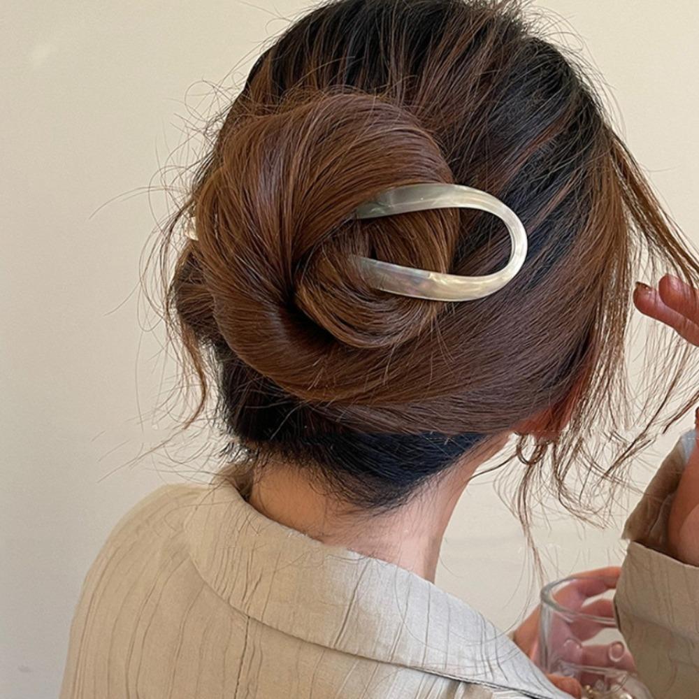 Geometric Acetate Hairpin Headwear Chinese Style Hair Fork Creative U-shaped Hair Stick Daily