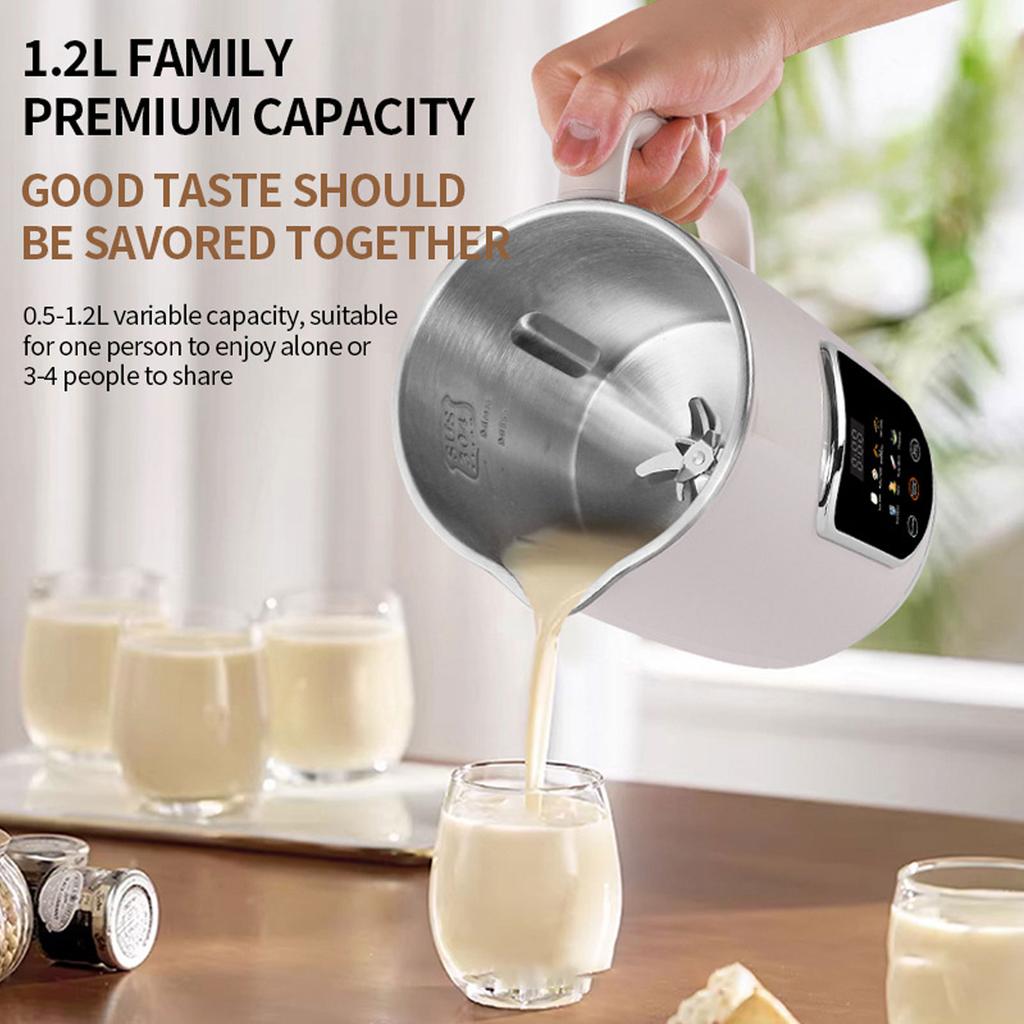 Nut Milk Maker Blender 8 in 1 Programmable Soy Milk Machine Digital Display Stainless Steel Blades 12L Capacity Self Clean for Nut Milk  