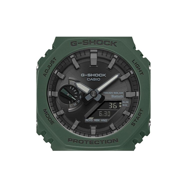 Casio G-Shock Классическая Восьмиугольная Серия Защита Сердца из Углеродного Волокна Водонепроницаемые Ударопрочные Спортивные Кварцевые Часы Ремешок из Смолы GA-B2100-3APR