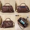 Full-Grain Cowhide Convertible Women's Shoulder Handbag with Metal Hinge Buckle