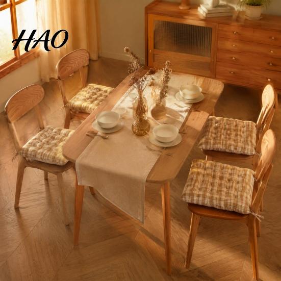 Comfortable Office Chair Pad Plaid Cushion with Ties, Soft Cozy Dining Pad, 16 Dormitory Student Seat x Inch Non-slip for Home Chair, Breathable