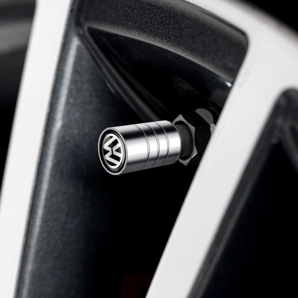 AGLNX1 4Pcs Car Metal Wheel Tire Valve Stem Caps Rims Accessories For Volkswagen VW Caddy Beetle Touareg Tiguan Touran R Golf Rline GTI
