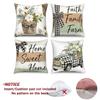4Pcs Farmhouse Throw Pillow Covers Faith Family Farm Home Sweet Home Cushion Cases Polyester Linen Fabric Material Pillowcase