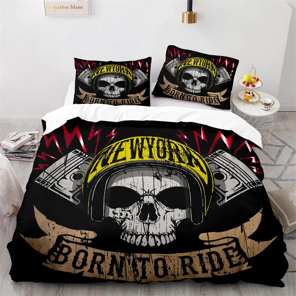 Skull King Queen Duvet Cover Gothic Skeleton Bedding Set for Adults Youth Personalized Halloween Bones Polyester Quilt Cover